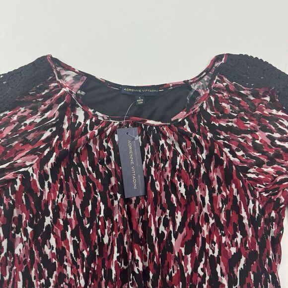 NWT Adrienne Vittadini 3/4 Sleeve Pink Animal Print Semi Sheer Blouse Lined S - Picture 4 of 9